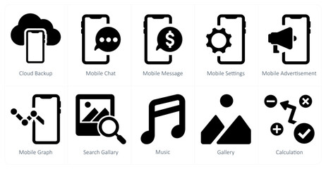 A set of 10 web marketing icons as cloud backup, mobile chat, mobile message