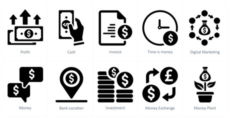 A set of 10 web marketing icons as profit, cash, invoice