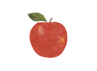 Hand-drawn watercolor illustration of an apple isolated on a white background.
