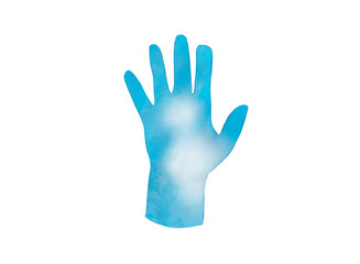 Hand-drawn watercolor illustration of a surgical glove isolated on a white background.