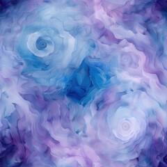 This image is a digital painting of abstract swirls in shades of blue and purple. The swirls are arranged in a pattern that resembles flowers, creating a sense of movement and depth. The colors are so