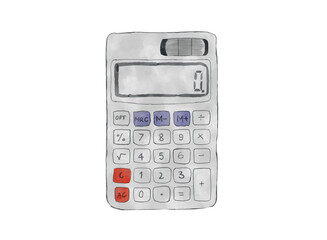 Obraz premium Hand-drawn watercolor illustration of a calculator isolated on a white background.