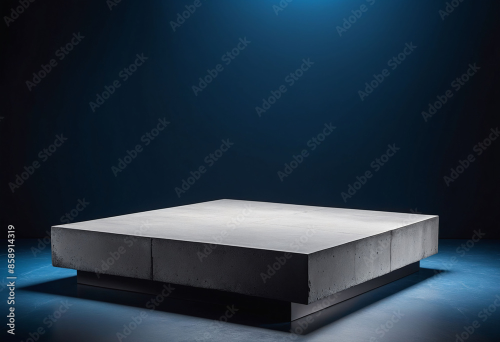 Aufkleber Podium Display with Concrete Texture on Deep Blue Background for Product Showcase