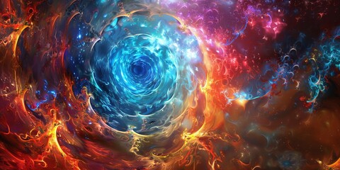 Neon Energy Sphere Surrounded by Dynamic Particles