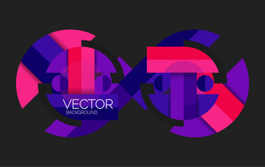 Abstract background, geometric minimal round shapes and circles composition