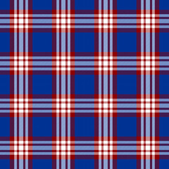 Tartan plaid pattern. Seamless check plaid in blue, red, and yellow for flannel shirt, bag, underwear, pyjamas, or other modern textile printEPS 10.