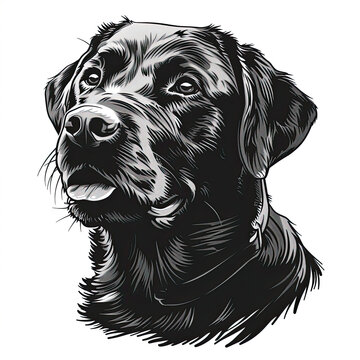 recommend clip art: A black and white drawing of a labrador retriever dog