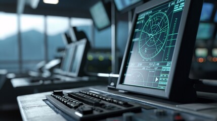 close up of a laptop computer Airport radar scanner