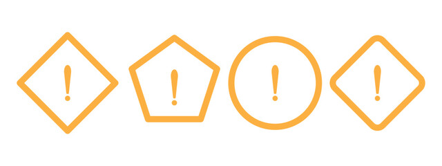 Exclamation of warning attention icon, warning signs set. Vector illustration.