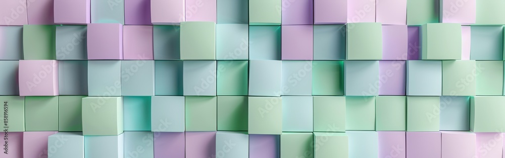 Fototapete a colorful wall made of blocks in various shades of green, pink, and blue. the blocks are arranged i