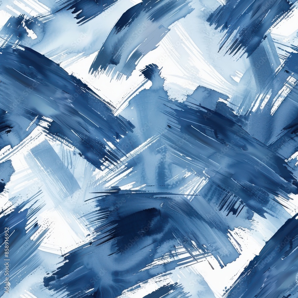 Aufkleber this image features a seamless pattern of abstract watercolor brushstrokes in shades of blue and whi
