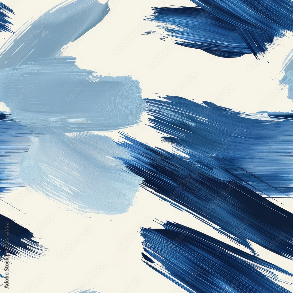 Aufkleber This image is an abstract pattern featuring blue and white brushstrokes. The image is a seamless pattern, meaning it can be repeated endlessly. The brushstrokes are abstract and evocative of a variety