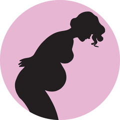 Pregnant Women Silhouette Vector Art.