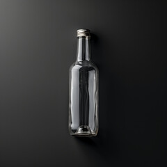 Fototapeta premium A transparent bottle mockup on a dark background