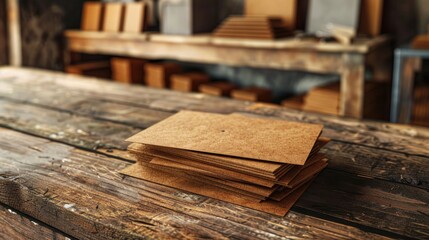 Close up view of craft business cards mockup