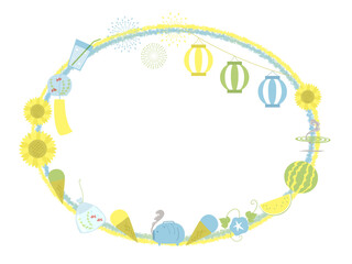 夏素材のサークルフレーム