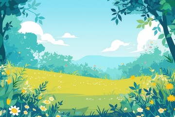 Obraz premium Vibrant Summer Landscape with Lush Greenery