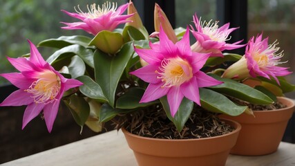 kadupul flower epiphyllum oxypetalum in beautiful flower pot