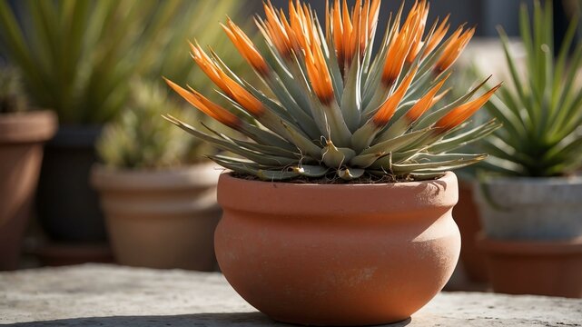 queen of the andes puya raimondii in beautiful flower pot
