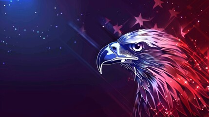 Patriotic Eagle with American Flag Background