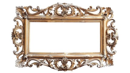 Antique frame on white background with clipping path