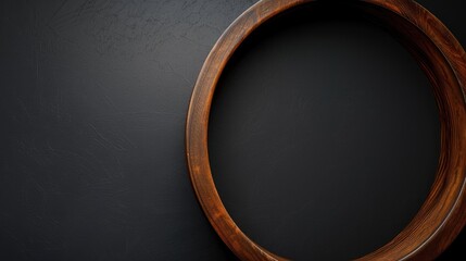 Circular wooden frame with empty space for text