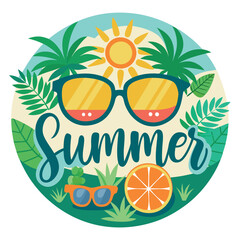 Summer background with colorful elements