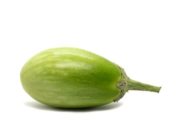 Organic Eggplant or Brinjal Isolated White Backgroud with Copy Space, Also Known as Aubergine