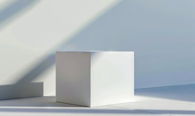 Fototapeta premium A white cube sitting on a concrete floor.