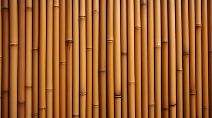 Bamboo wooden tubes fence texture background wood wall, Generative AI