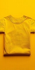 Folded Yellow T-Shirt on a Yellow Background