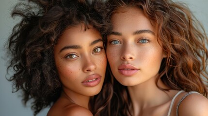 Portrait of Two Women with Different Hairstyles