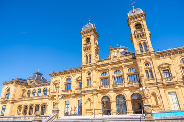 Naklejka premium Main facade of the town hall of Donostia San Sebastian in Gipuzkoa. Basque Country