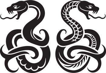 Snake tattoo design silhouette vector art work EPS file