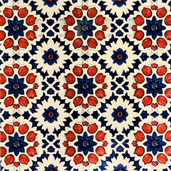 Vibrant Red, White, and Blue Floral Pattern