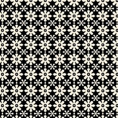 Bold Black and White Floral Grid Pattern
