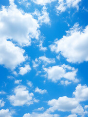 Fototapeta premium 雲の多い春の青空 Generative AI