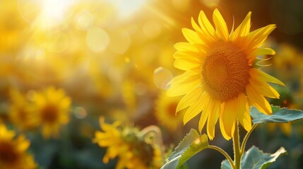 Obraz premium Vibrant Sunflower in a Golden Field