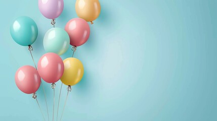 Colorful balloon brunch celebration on white background, festive greeting and happy birthday banner concept with vibrant party decorations and copy space