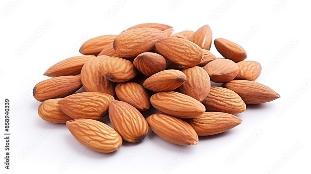 Wall mural almonds isolated on white background. Peeled almonds