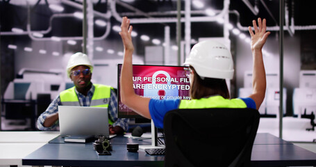 Shocked Engineer In Factory During Ransomware Attack