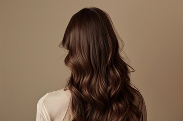 Fototapeta premium Portrait of a beautiful girl with luxurious curly long hair,Lively hair,copy space,Back view concept.