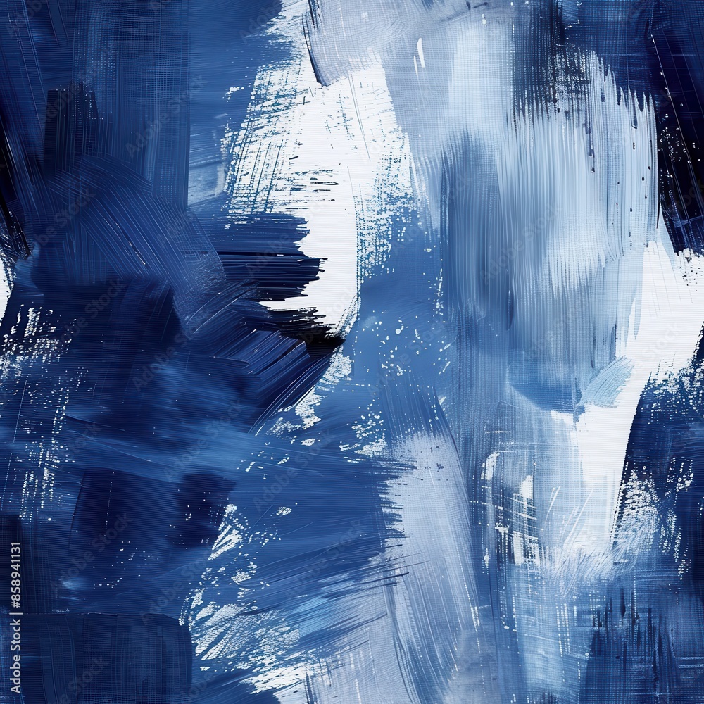 Aufkleber This is a digital image of an abstract painting in shades of blue and white. The image features bold brushstrokes that create a dynamic and textured visual effect. The painting is characterized by its