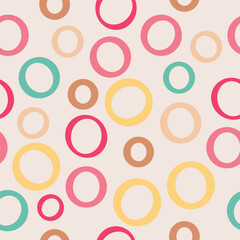 Doodle circle shapes pattern. Polka dot fun, babyish fabric print. Geometric confetti ornament, vintage. Vector illustration