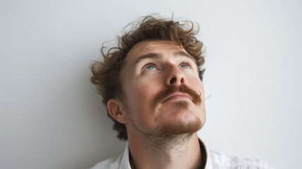 Obraz premium portrait of man in moustache looking up