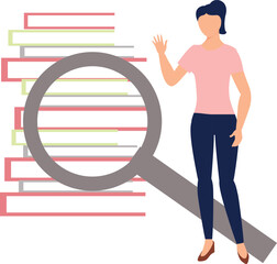 The girl is looking for the books.