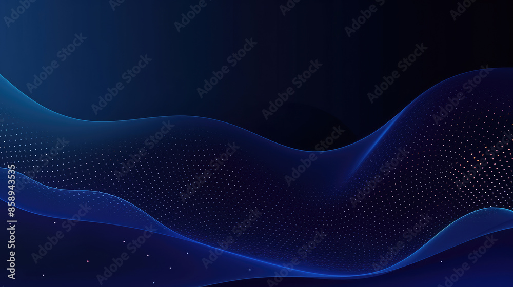 Wall mural texture abstract future technology lines with dots, waves, network mesh background banner illustrati