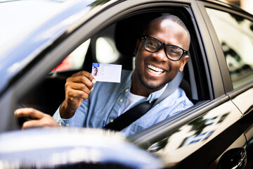 Successful businessman completes driving test