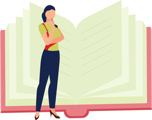 The girl is thinking about the online book reading.