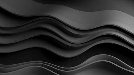 Black gray abstract waves wave papercut overlapping 3d soft pastel multi layers paper texture background banner for presentation design or business illustration, seamless pattern, Generative AI